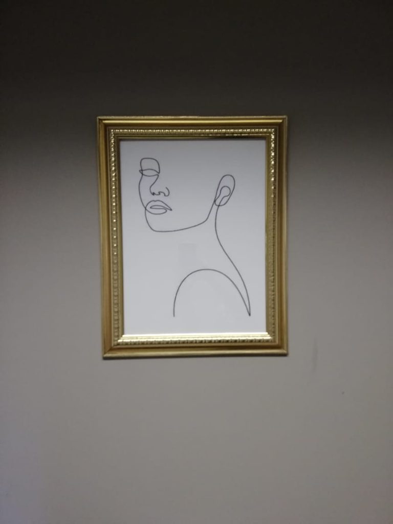 Framed artwork inside Reproductive Choices SA enhancing the clinic's calm and supportive atmosphere.