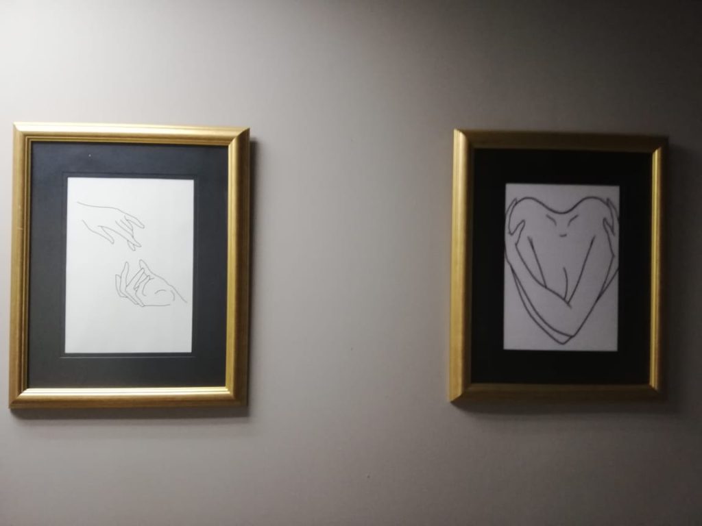 Artwork displayed in the recovery room at Reproductive Choices SA creating a calm and comfortable environment for patients.