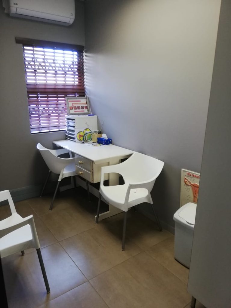 Private counselling room at Reproductive Choices SA designed for confidential reproductive health consultations.