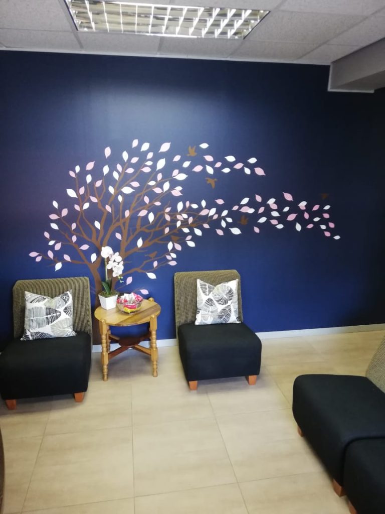 Welcome wall inside Reproductive Choices SA private reproductive health clinic in Centurion, creating a warm and supportive environment for patients.